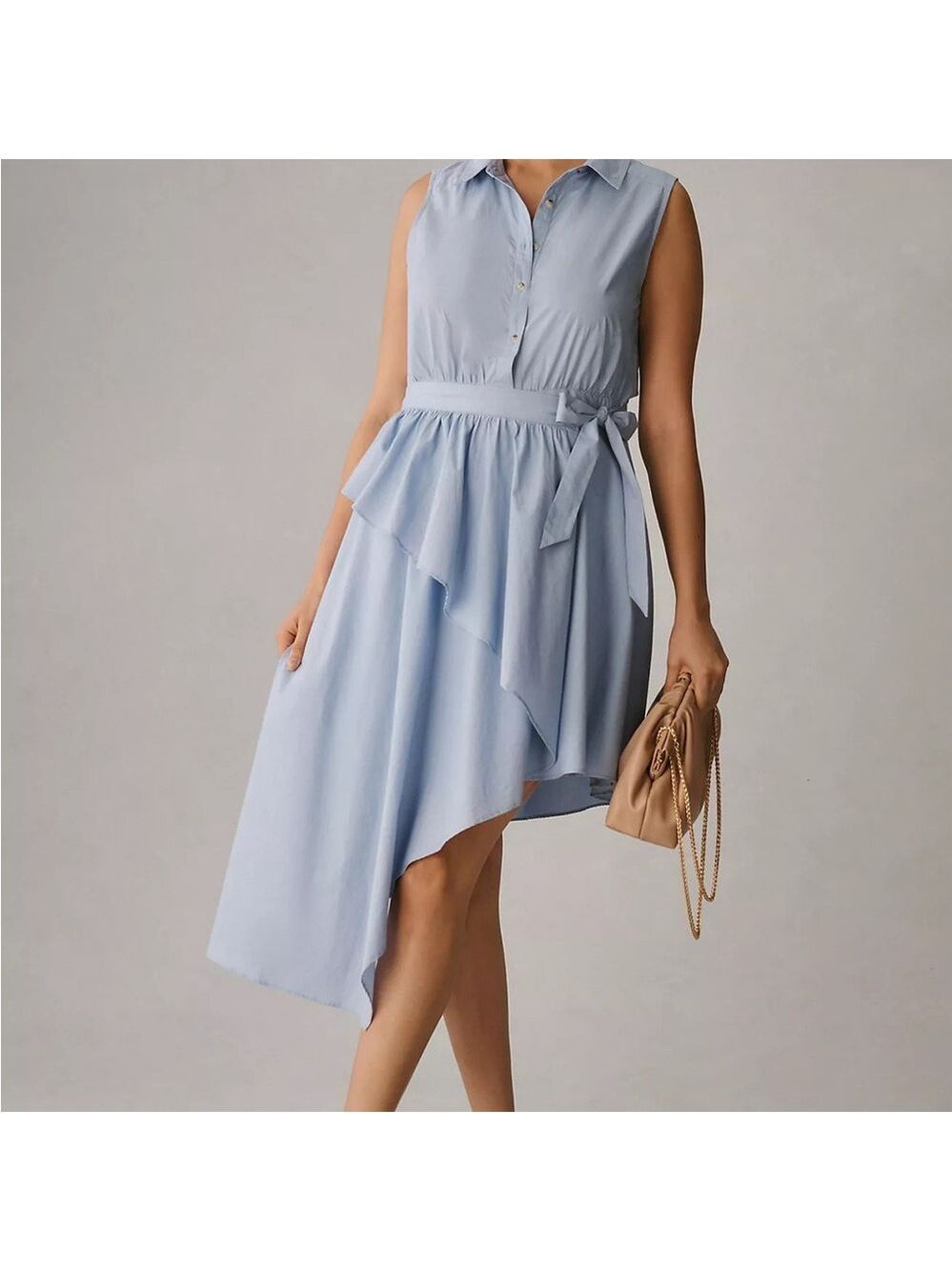 Anthropologie Asymmetrical Sky Blue Dress Size 10 - Picture 4 of 7